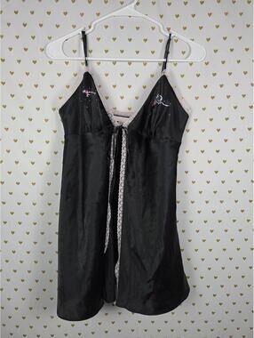 Victorias Secret Embellished Beaded Tie Front Babydoll Vintage Slip Dress MED 05